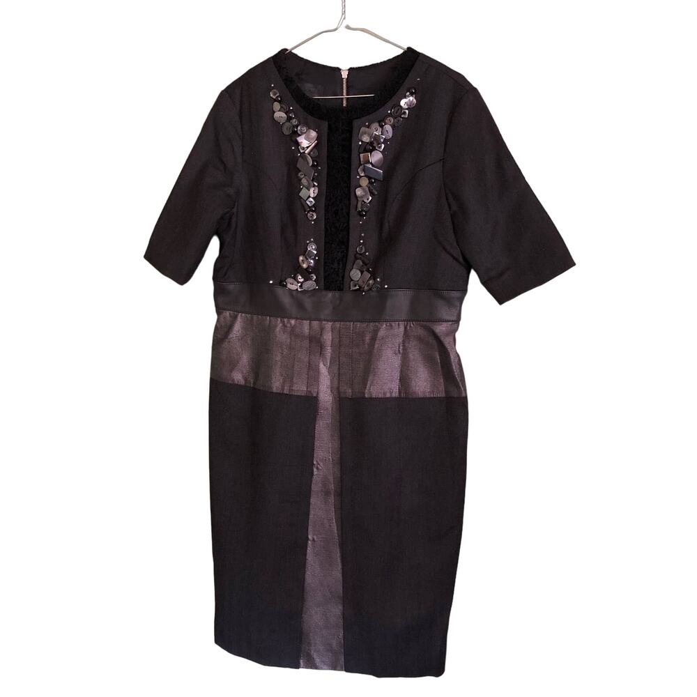 Lila Stogova Black Gray Sheath Dress Size 46 (USA L) Multiple Texture and Colors